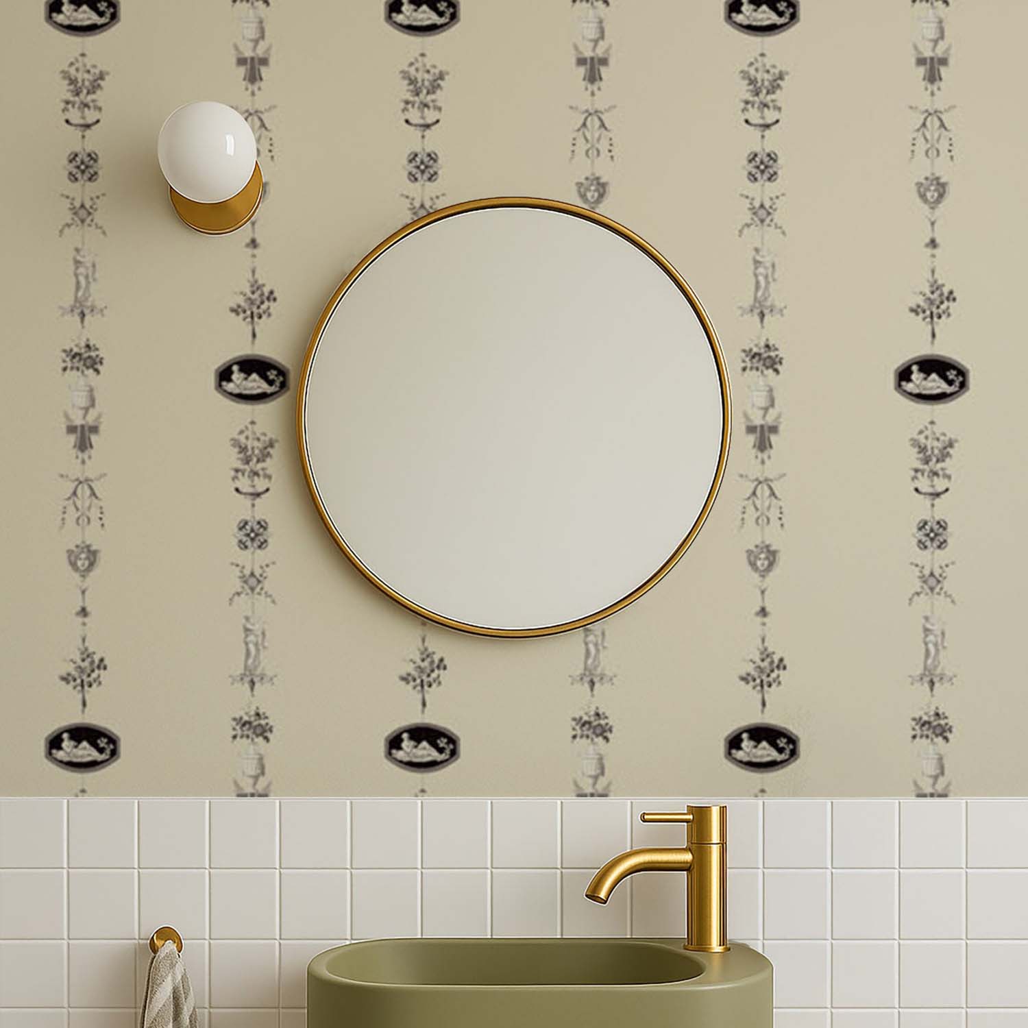 Mitchell Black NeoClassical Stripe Wallpaper