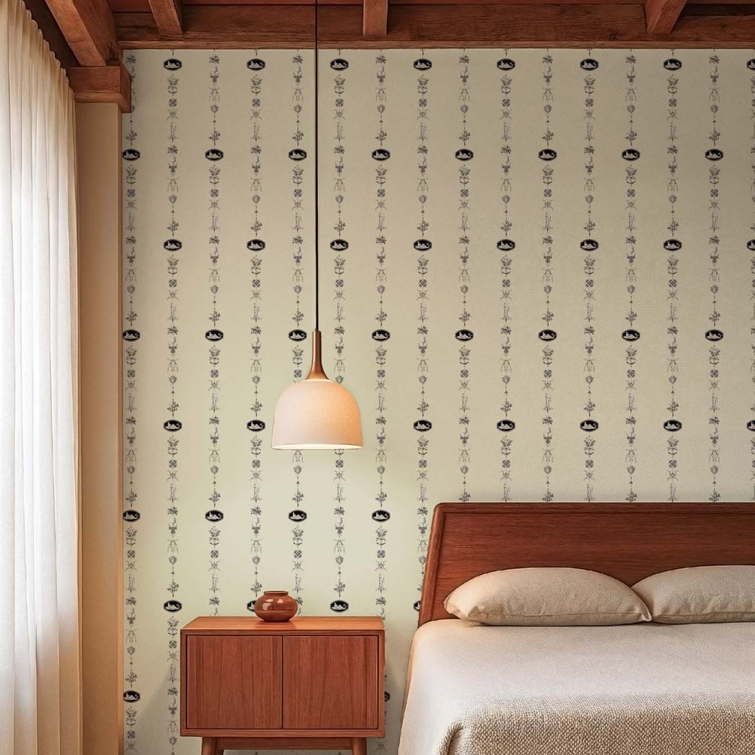 Mitchell Black NeoClassical Stripe Wallpaper