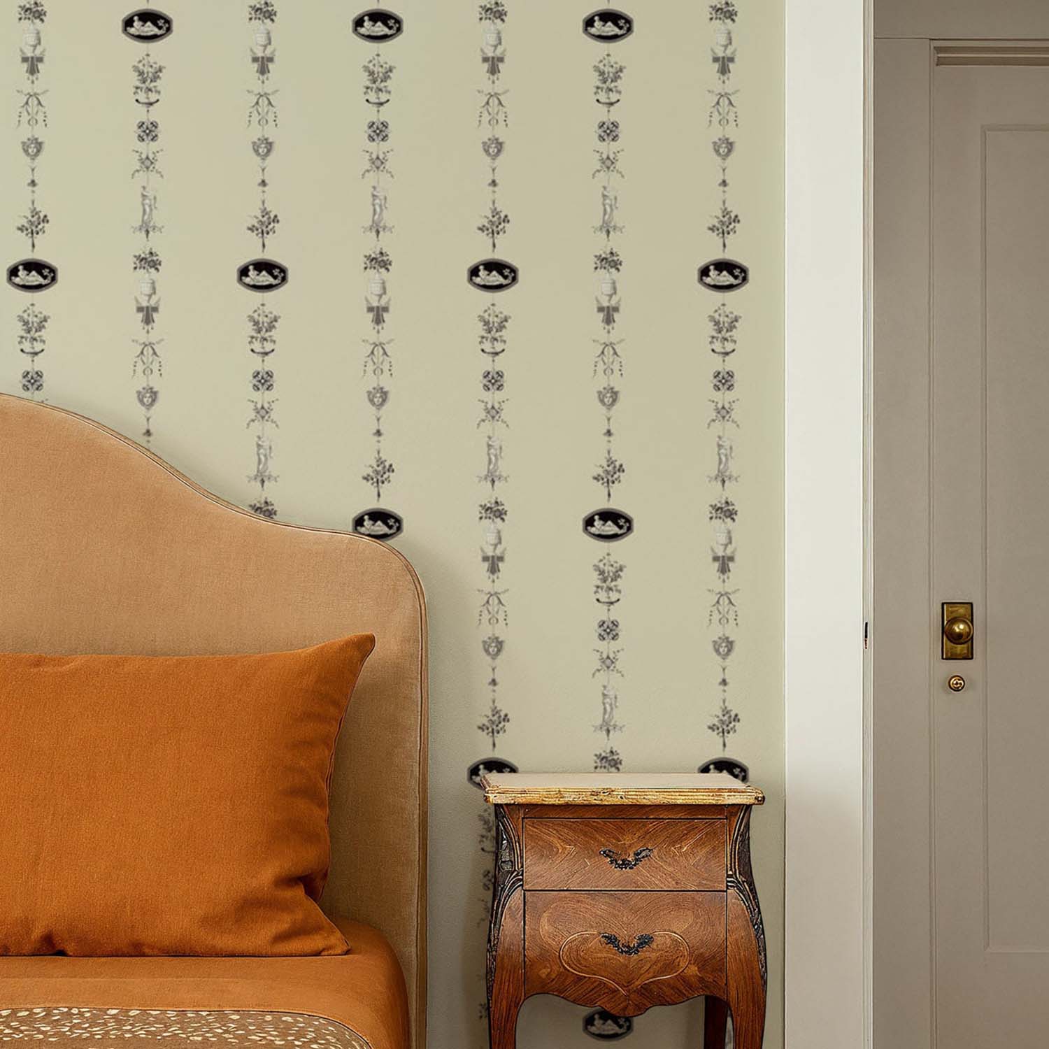 Mitchell Black NeoClassical Stripe Wallpaper