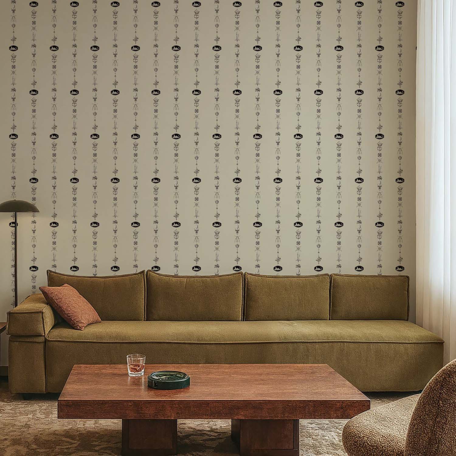 Mitchell Black NeoClassical Stripe Wallpaper