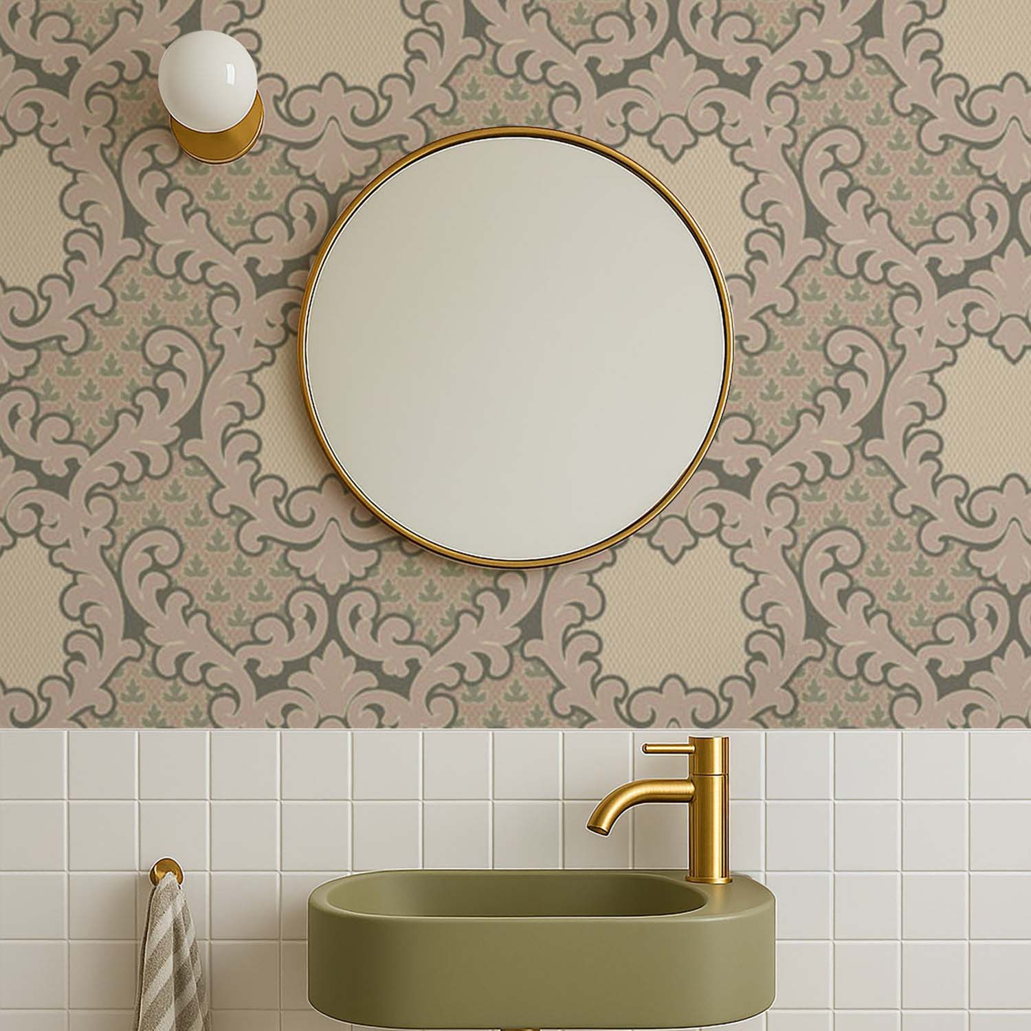 Mitchell Black Shadow Leaf Damask Wallpaper