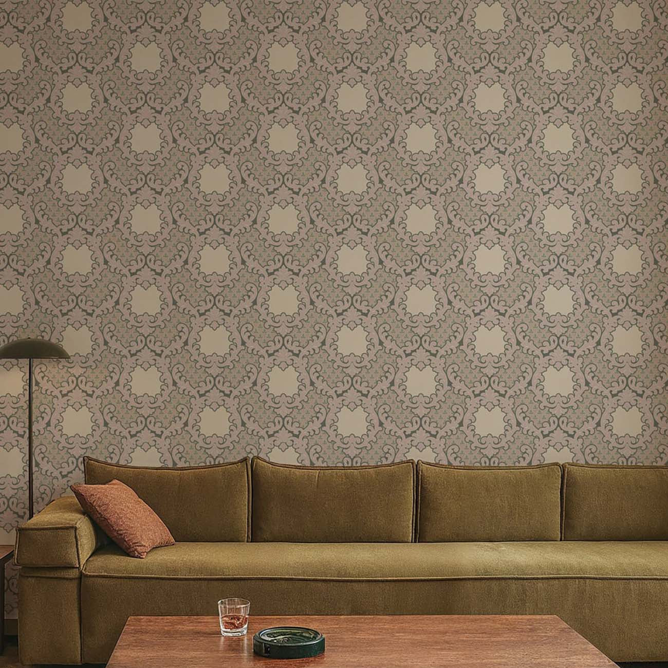 Mitchell Black Shadow Leaf Damask Wallpaper