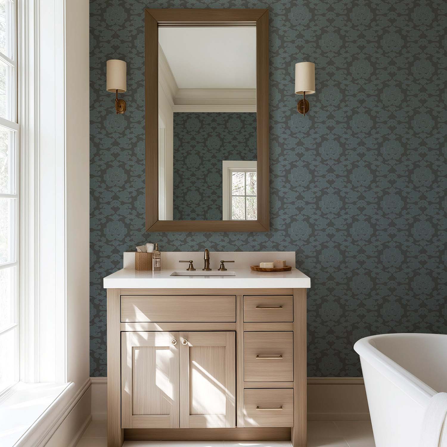 Mitchell Black Silken Poppy Wallpaper