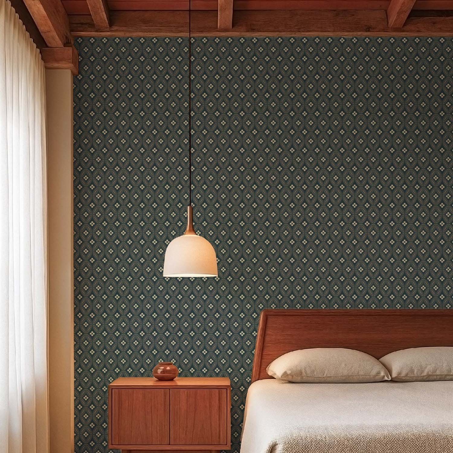 Mitchell Black Stone Lace Wallpaper