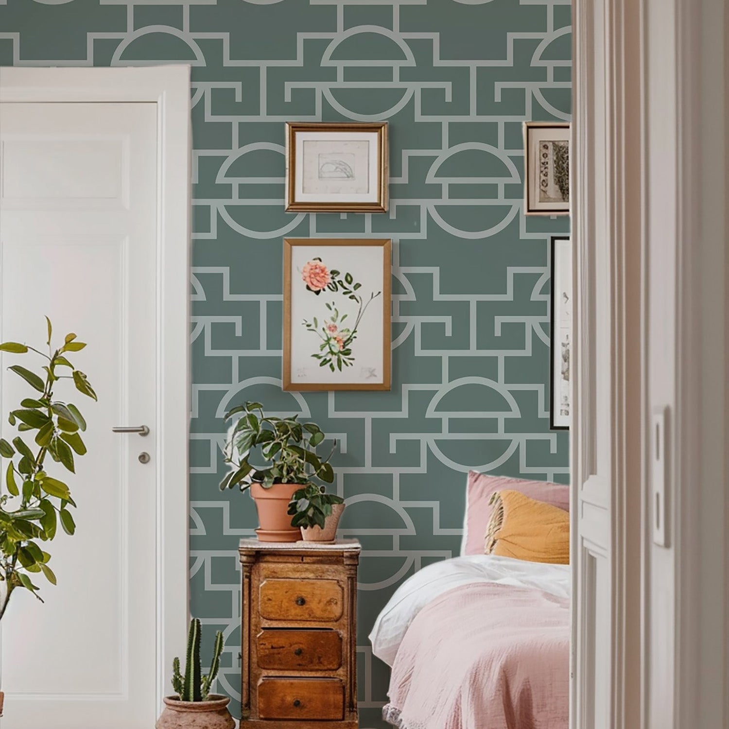 Mitchell Black Vintage Lattice Wallpaper