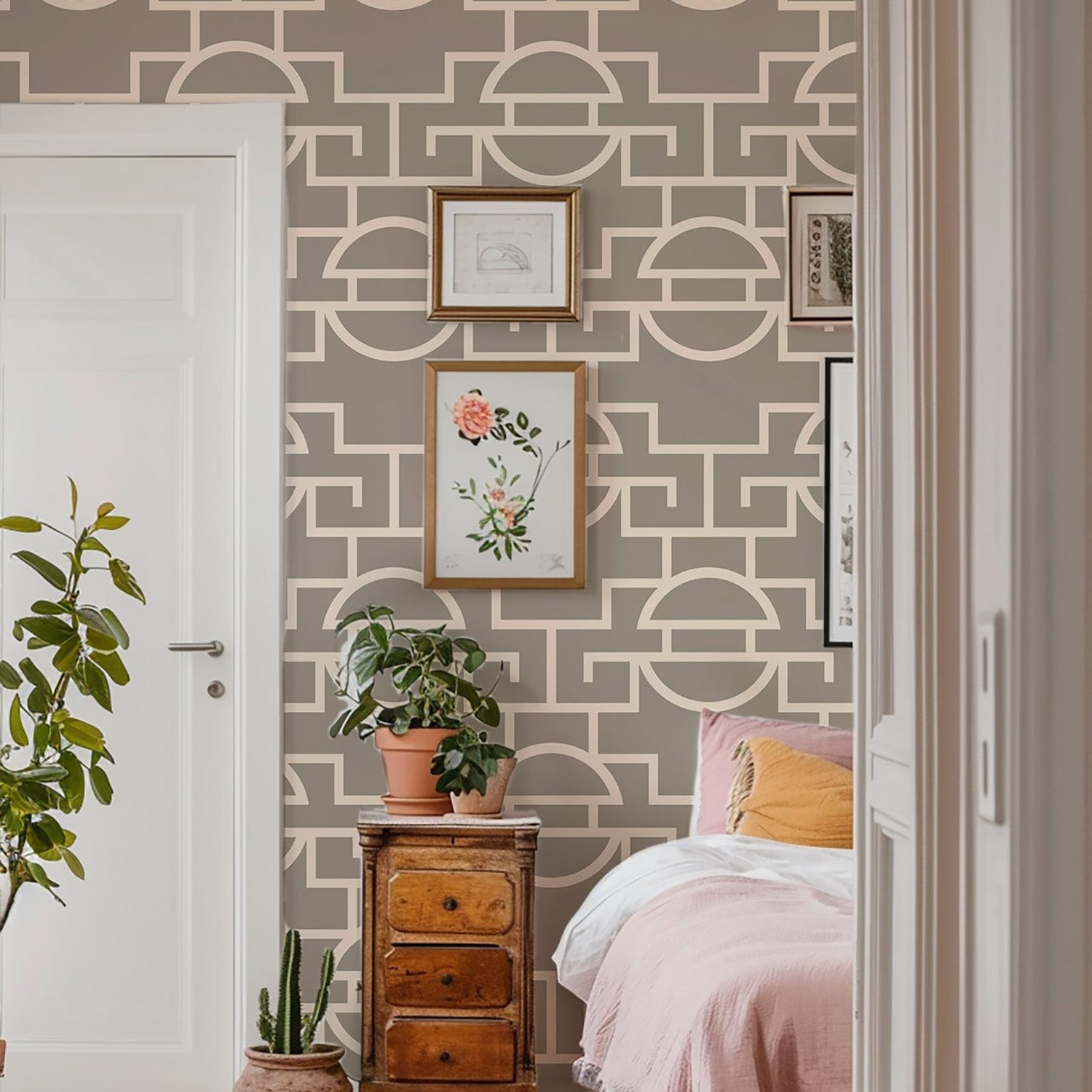 Mitchell Black Vintage Lattice Wallpaper