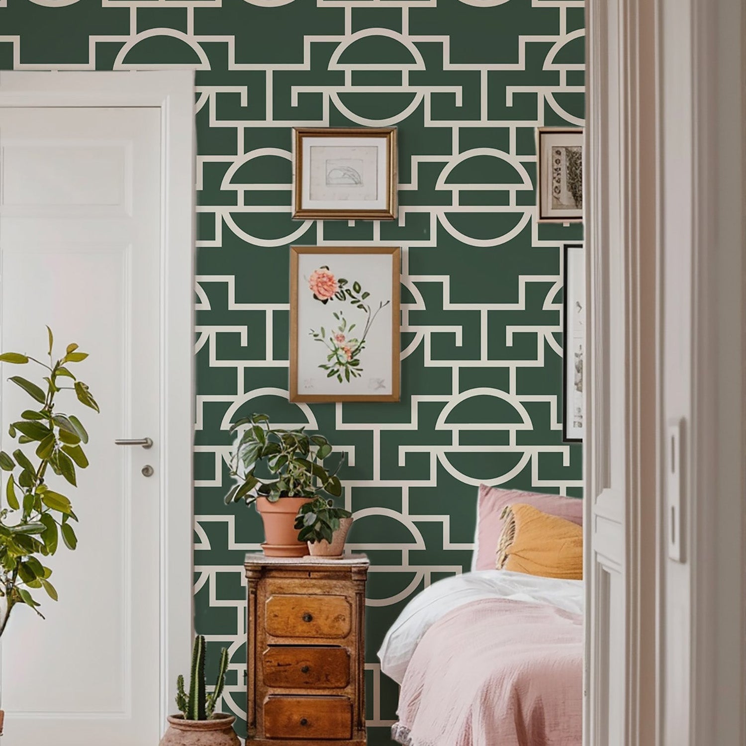 Mitchell Black Vintage Lattice Wallpaper