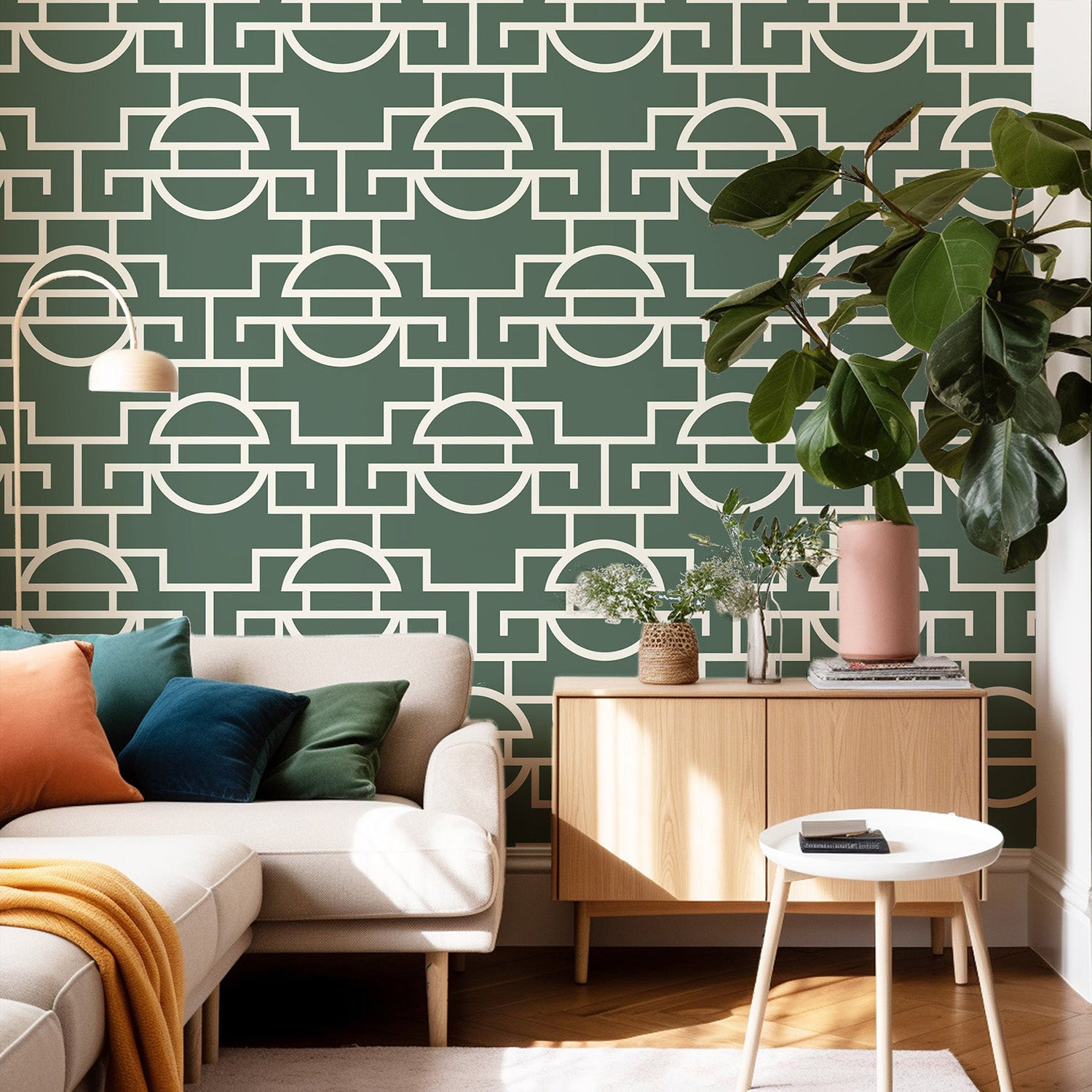 Mitchell Black Vintage Lattice Wallpaper