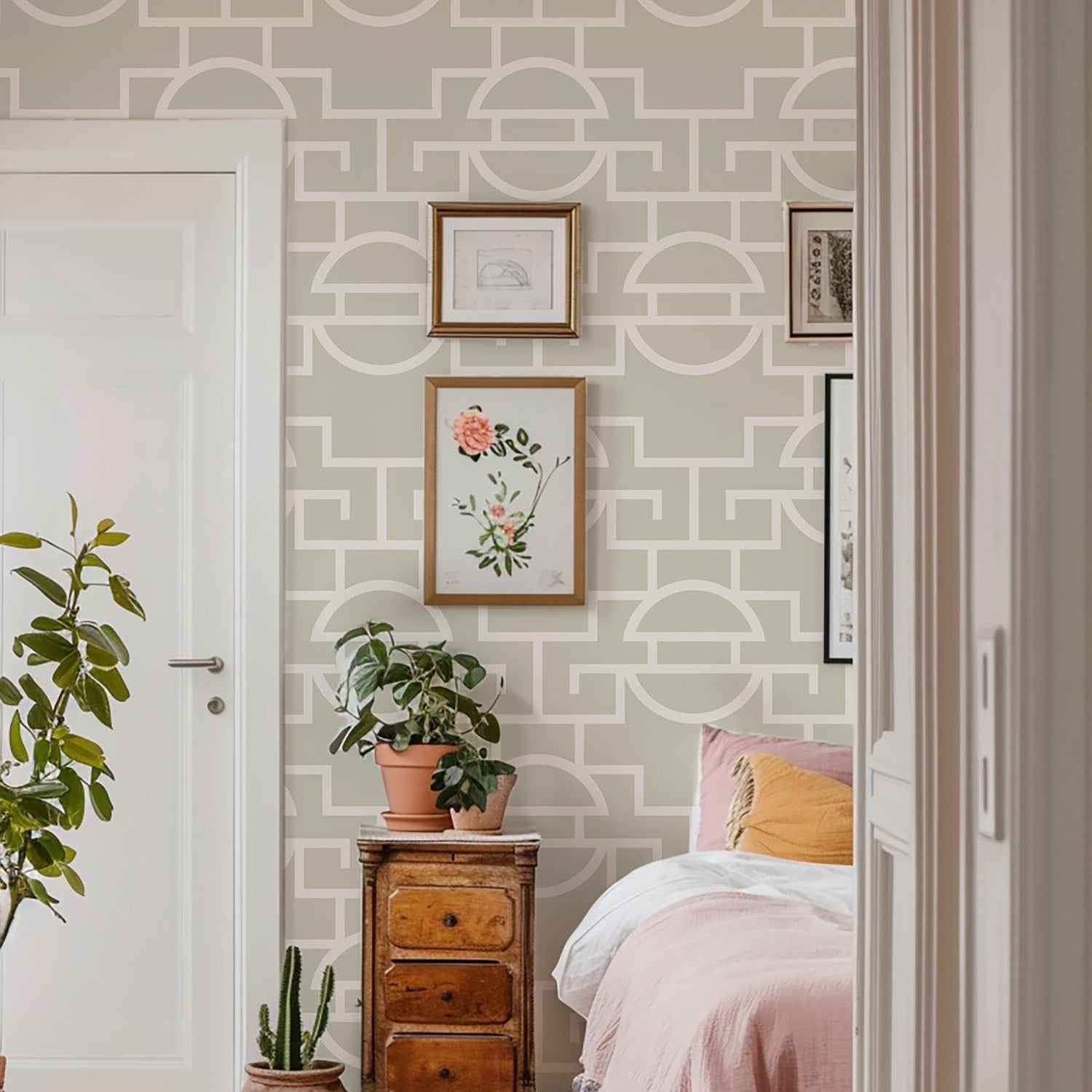 Mitchell Black Vintage Lattice Wallpaper