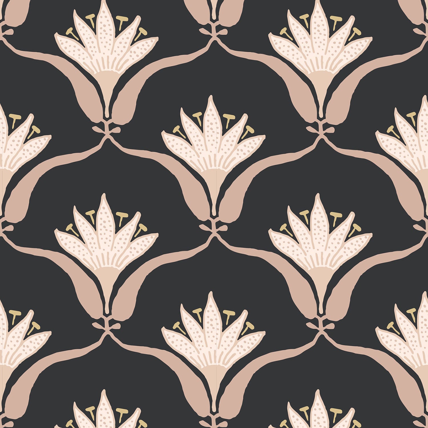Mitchell Black Wallflower Wallpaper