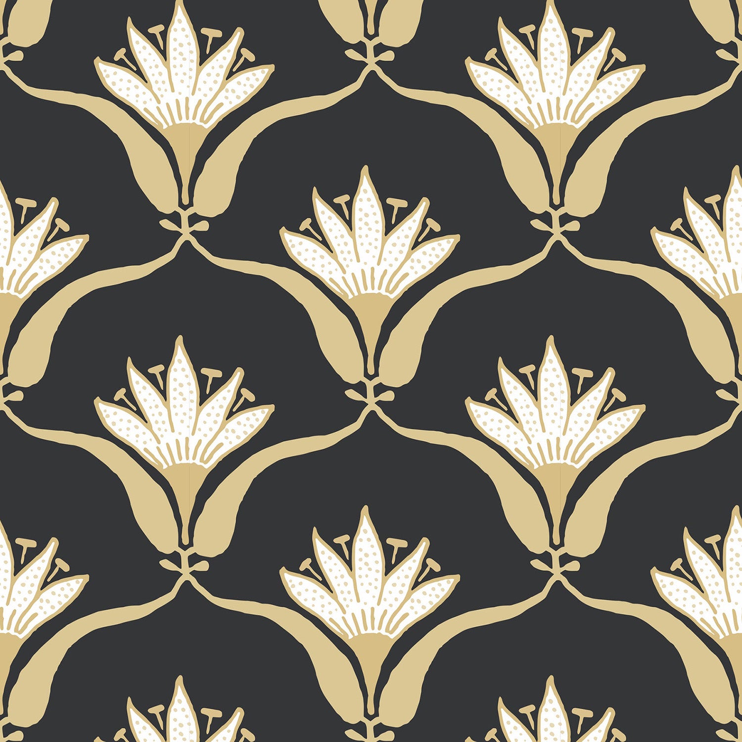 Mitchell Black Wallflower Wallpaper