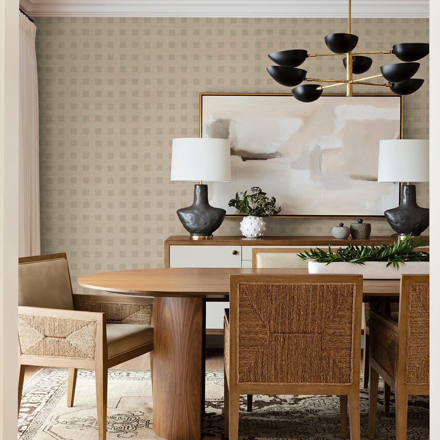 Mitchell Black x Mrs. Parajape Blocked Grasscloth Wallpaper