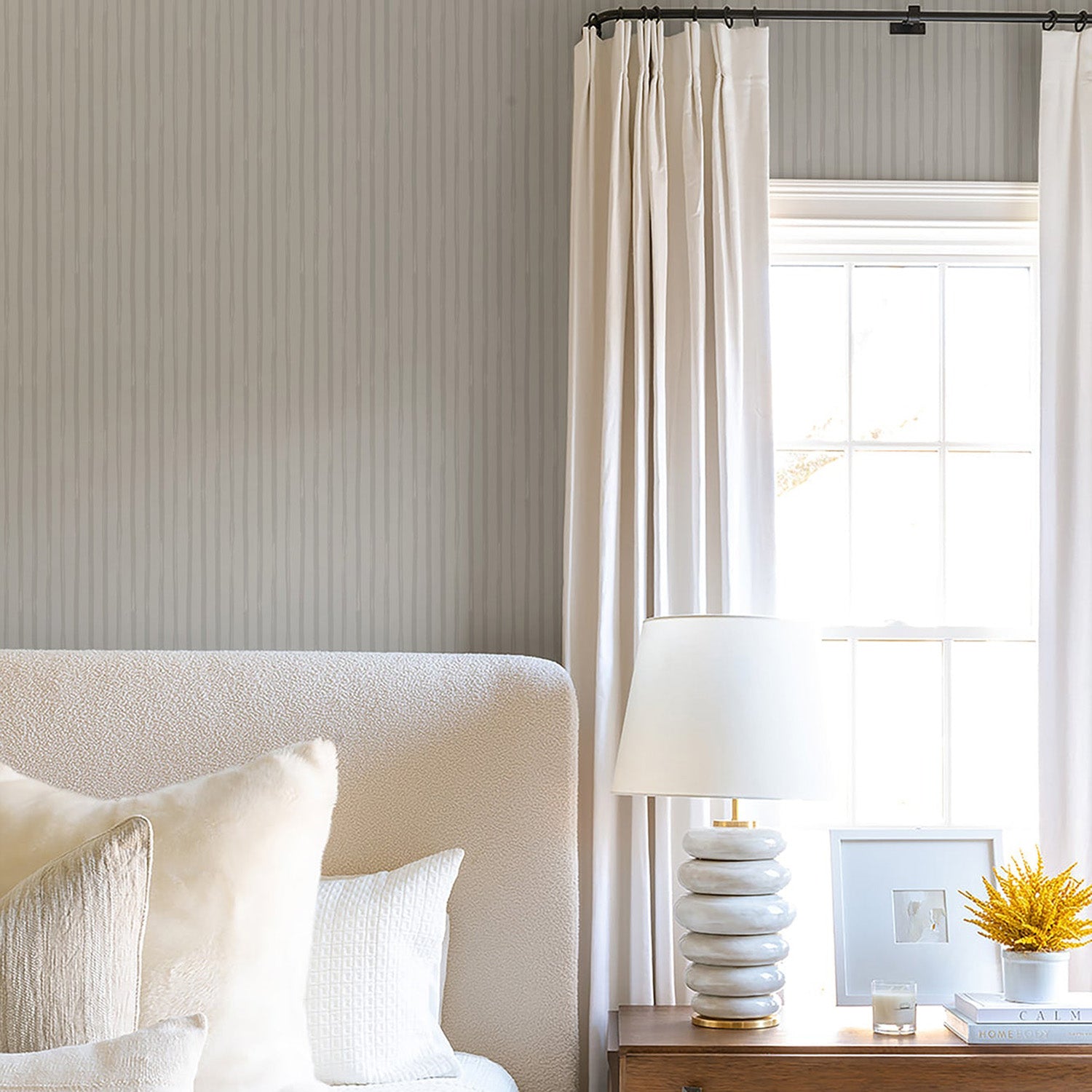 Mitchell Black x Mrs. Parajape Versa Hand Stripe Grasscloth Wallpaper