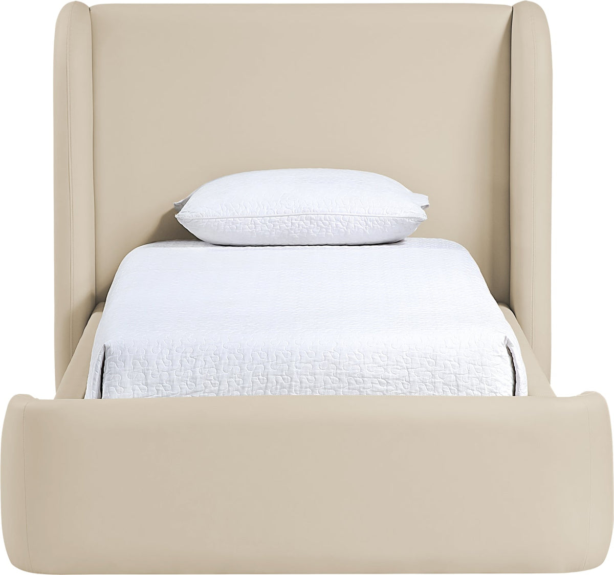 Warby Beige Vegan Leather Upholstered Bed