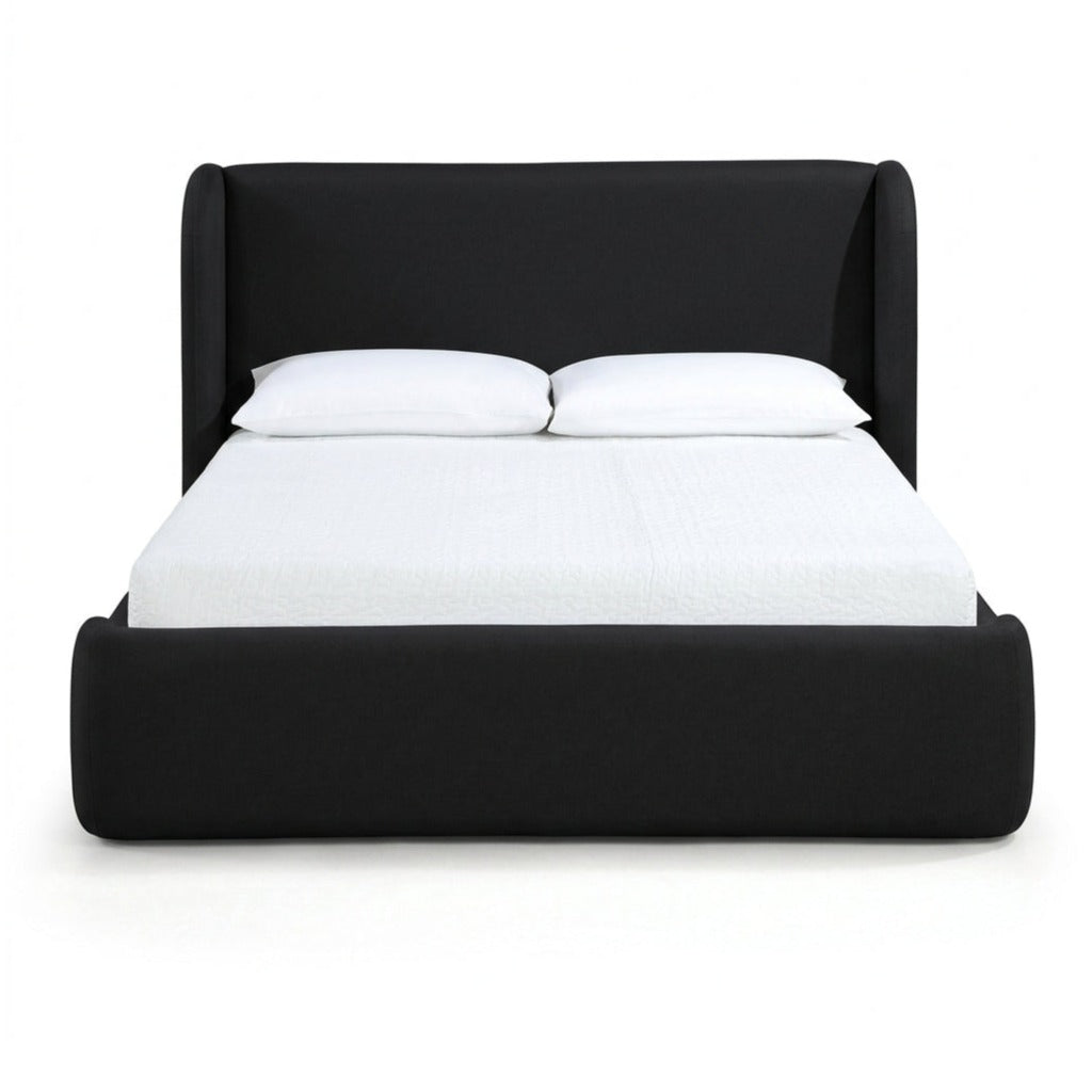 Warby Black Vegan Leather Upholstered Bed
