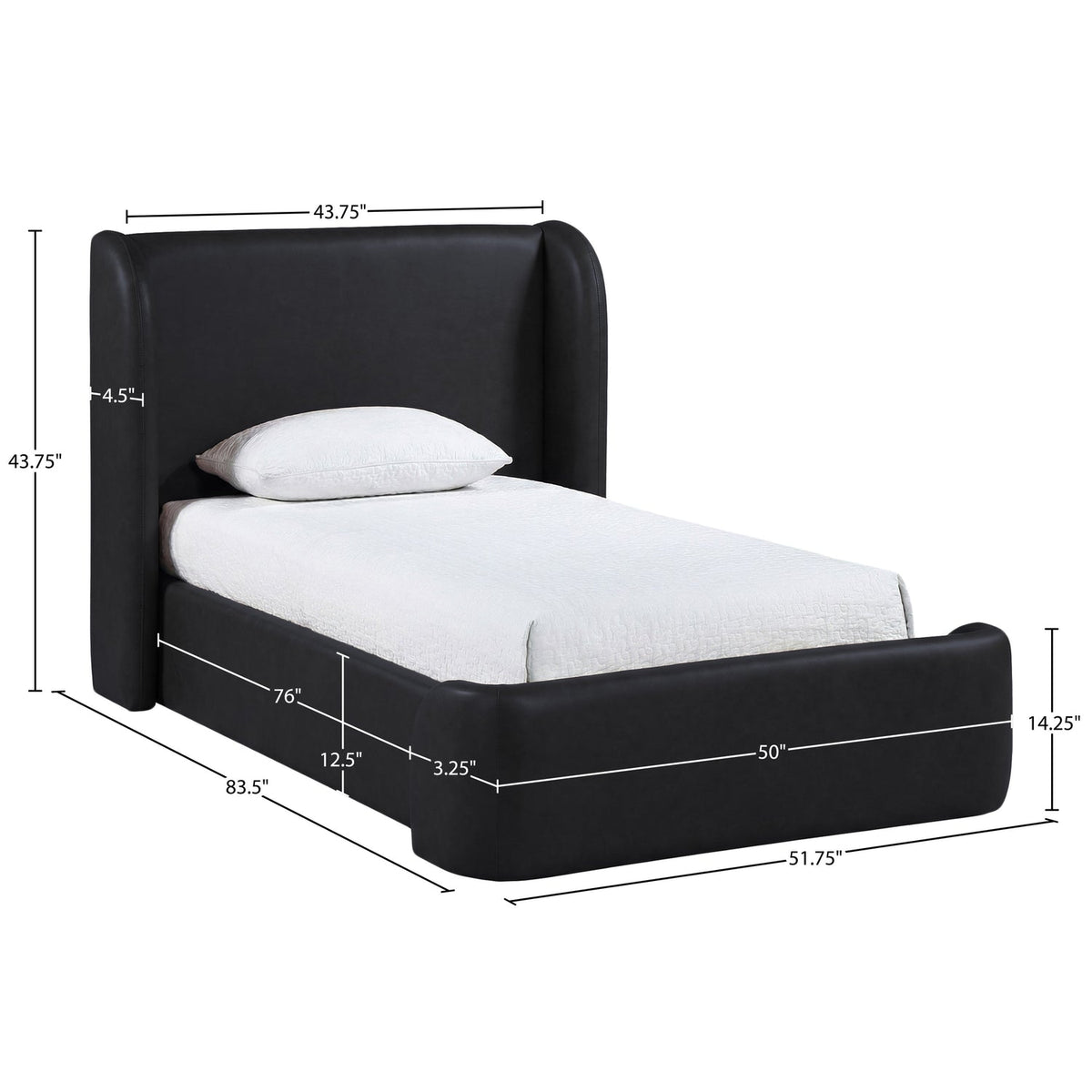 Warby Black Vegan Leather Upholstered Bed