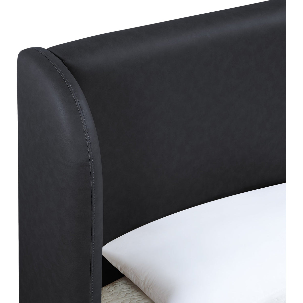 Warby Black Vegan Leather Upholstered Bed