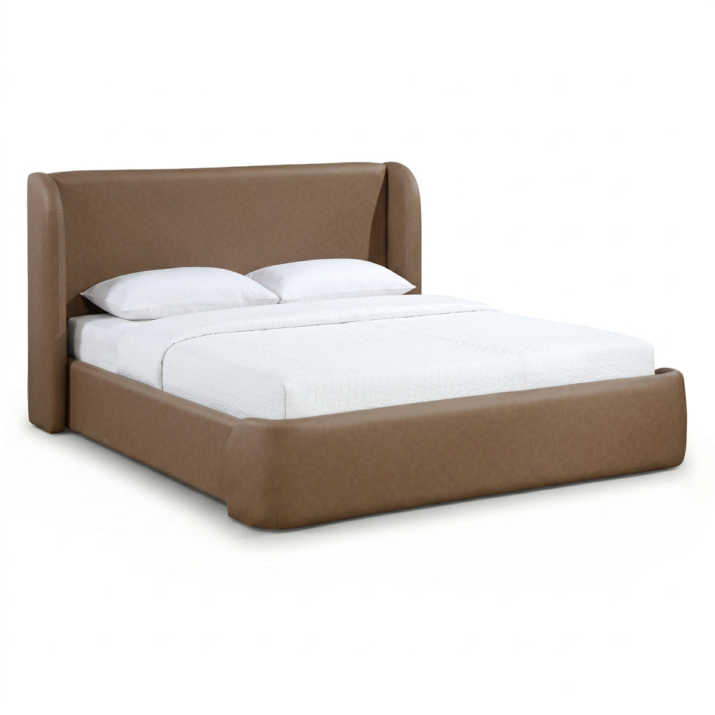 Warby Brown Vegan Leather Upholstered Bed