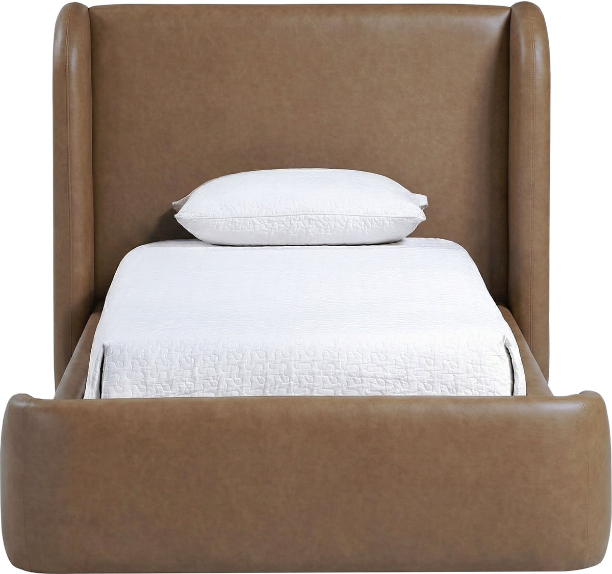 Warby Brown Vegan Leather Upholstered Bed