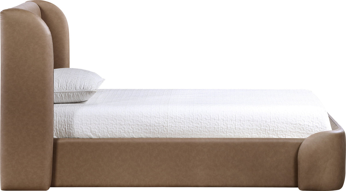 Warby Brown Vegan Leather Upholstered Bed