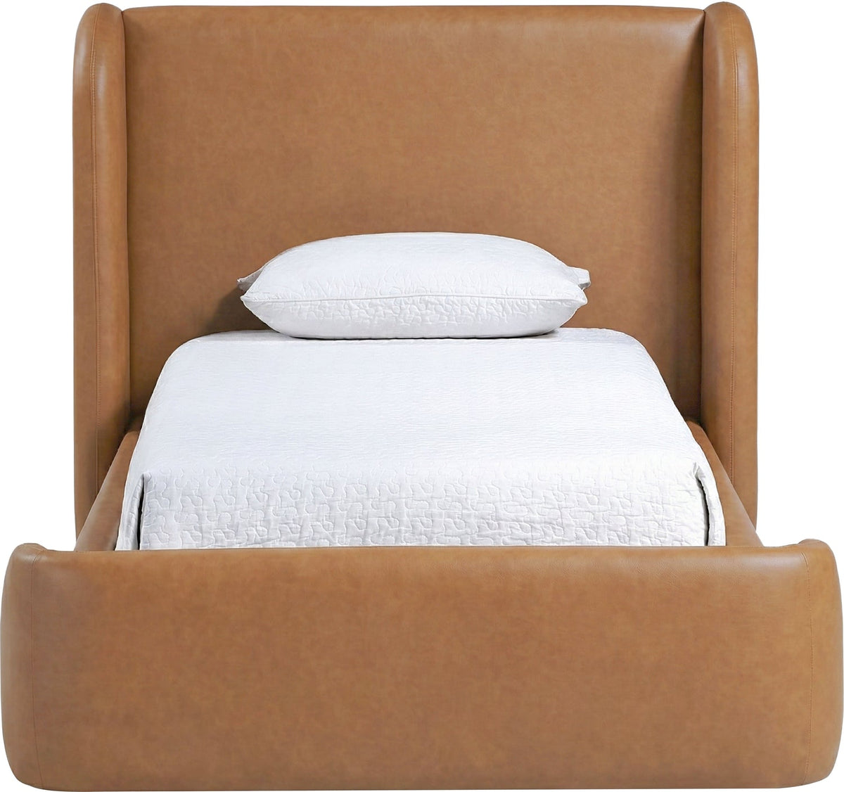 Warby Cognac Vegan Leather Upholstered Bed
