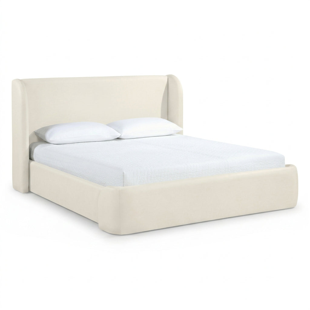 Warby Cream Vegan Leather Upholstered Bed