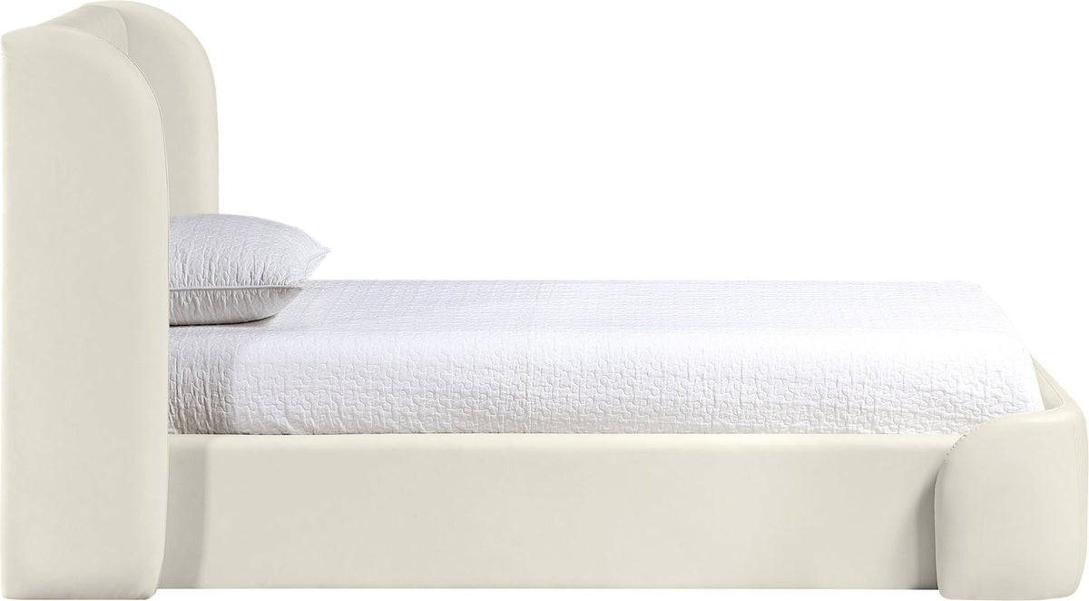 Warby Cream Vegan Leather Upholstered Bed