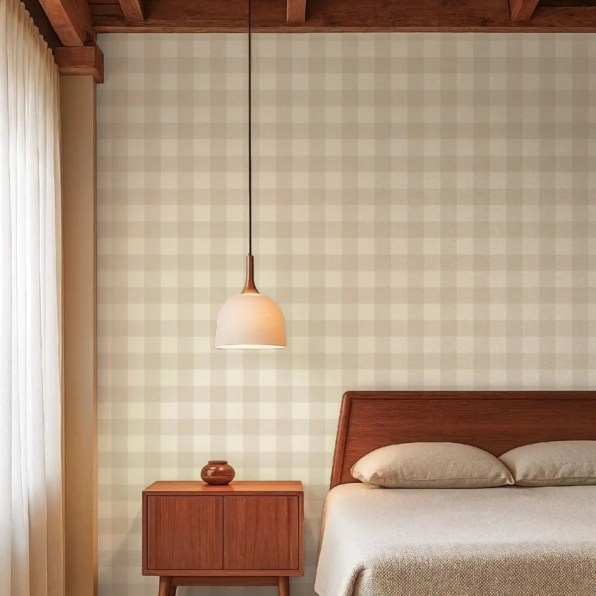 Mitchell Black Washed Gingham Wallpaper