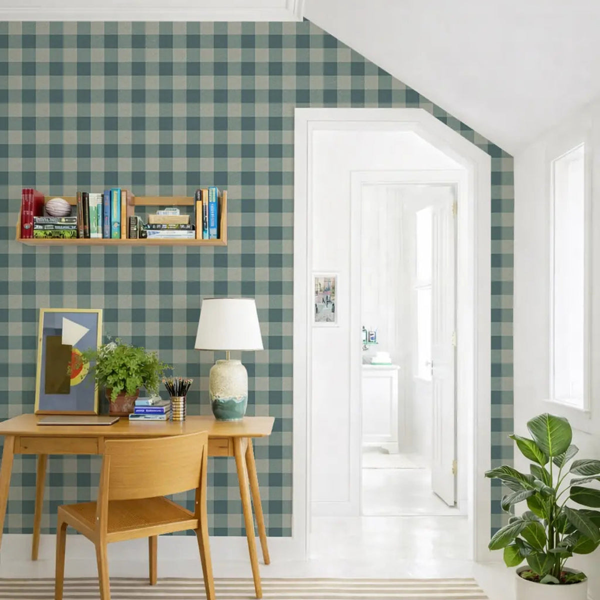 Mitchell Black Washed Gingham Wallpaper