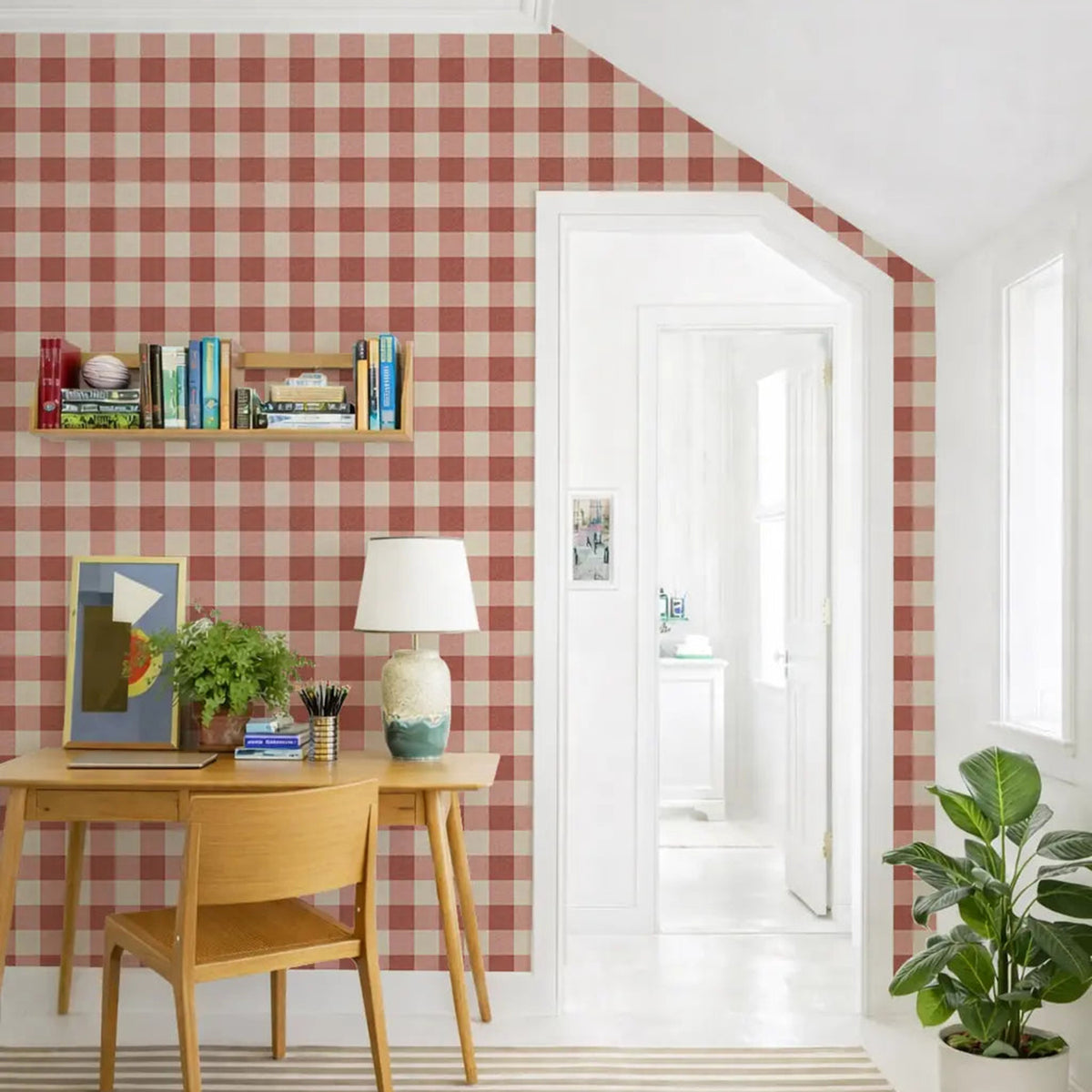 Mitchell Black Washed Gingham Wallpaper