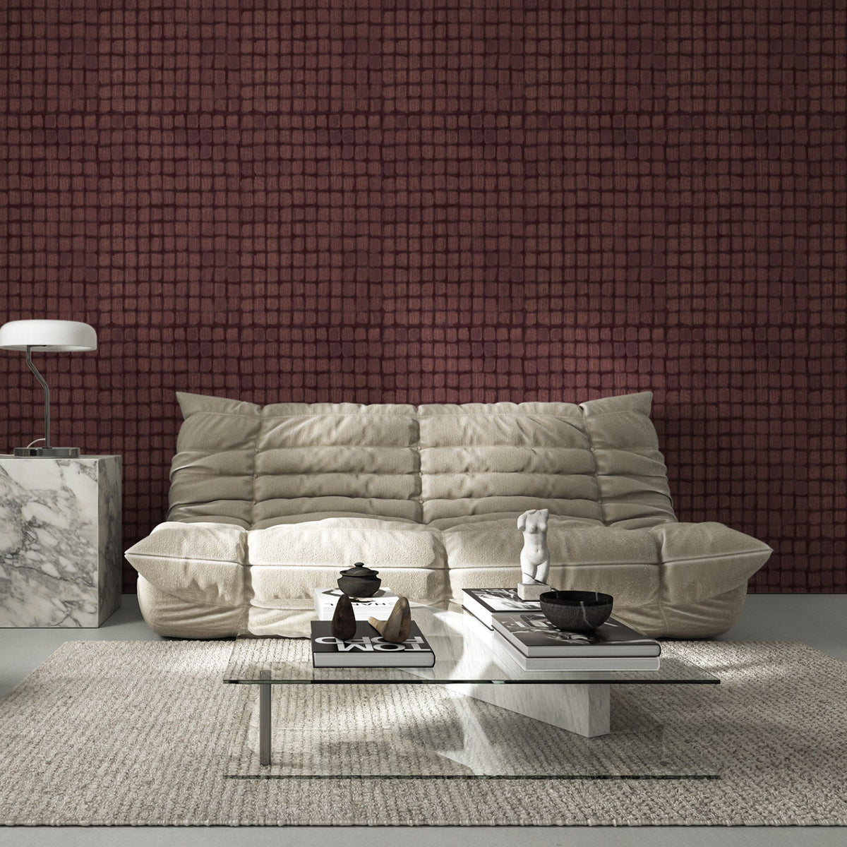 Mitchell Black Weathered Mosaic Wallpaper