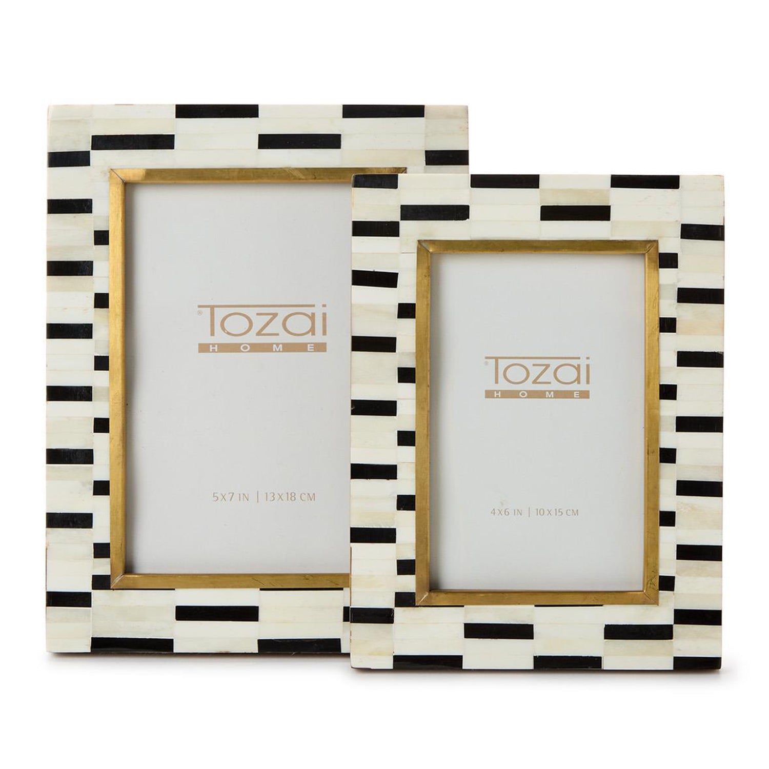 Tiles Bone and Brass Photo Frame Set of 2