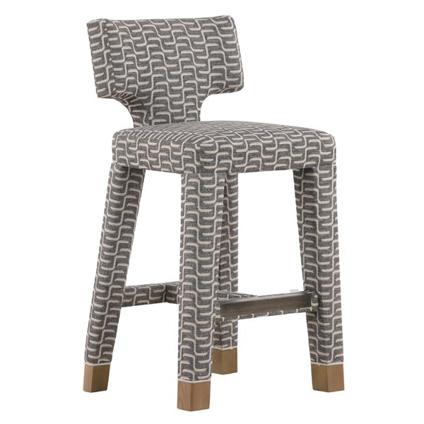Vanguard Furniture Darby Barstool Boomerang Latte Fabric/Kingdom Dove Welt/Najavo Pre-Made Sample