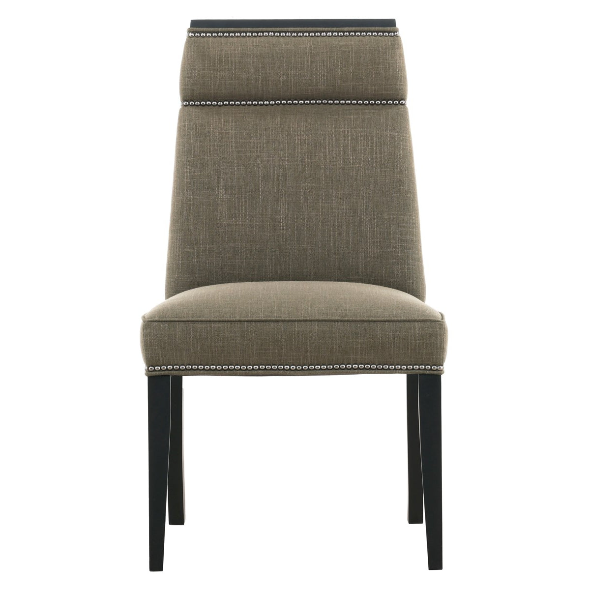 Vanguard Furniture Phelps Dining Side Chair Jayda Olive Fabric/#9 Black Silver Nails/Film Noir Finis Pre-Made Sample