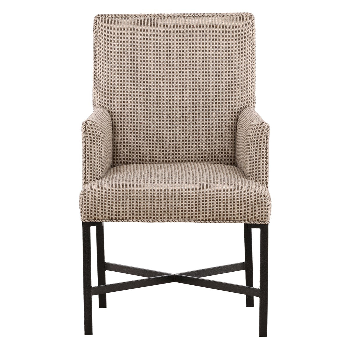 Vanguard Furniture Glendale Arm Chair Fisher Chestnut Fabric/Textured Black Metal Pre-Made Sample
