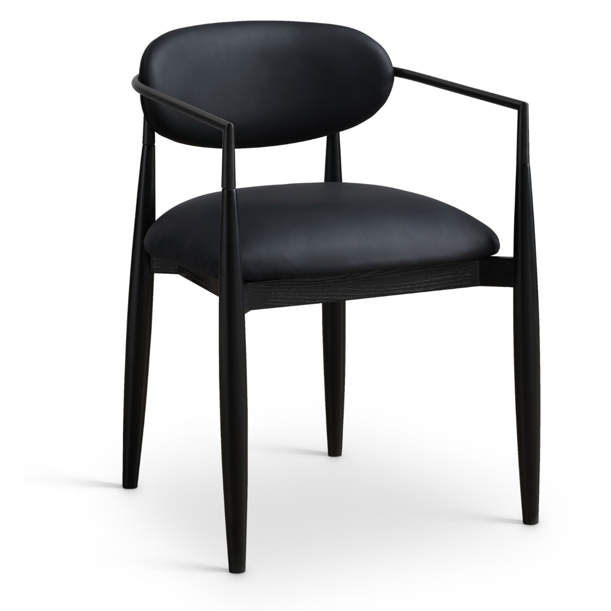 Riccio Black Vegan Leather Upholstered Dining Arm Chair, Set of 2, primary product view