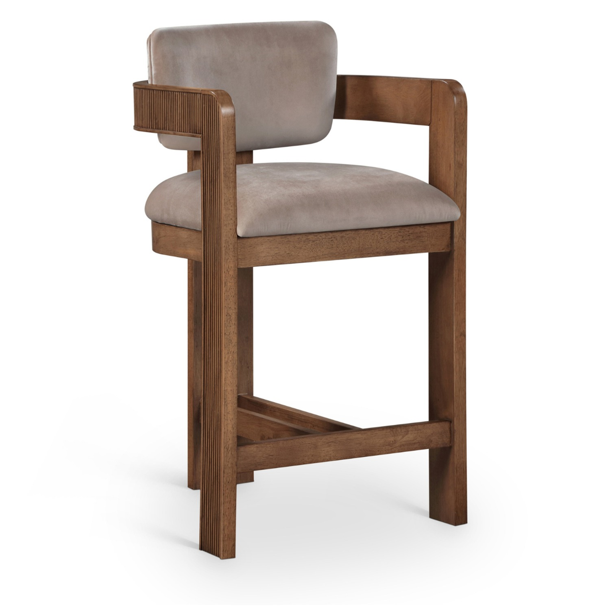 Sacha Taupe Velvet Upholstered Counter Stool Set of 2