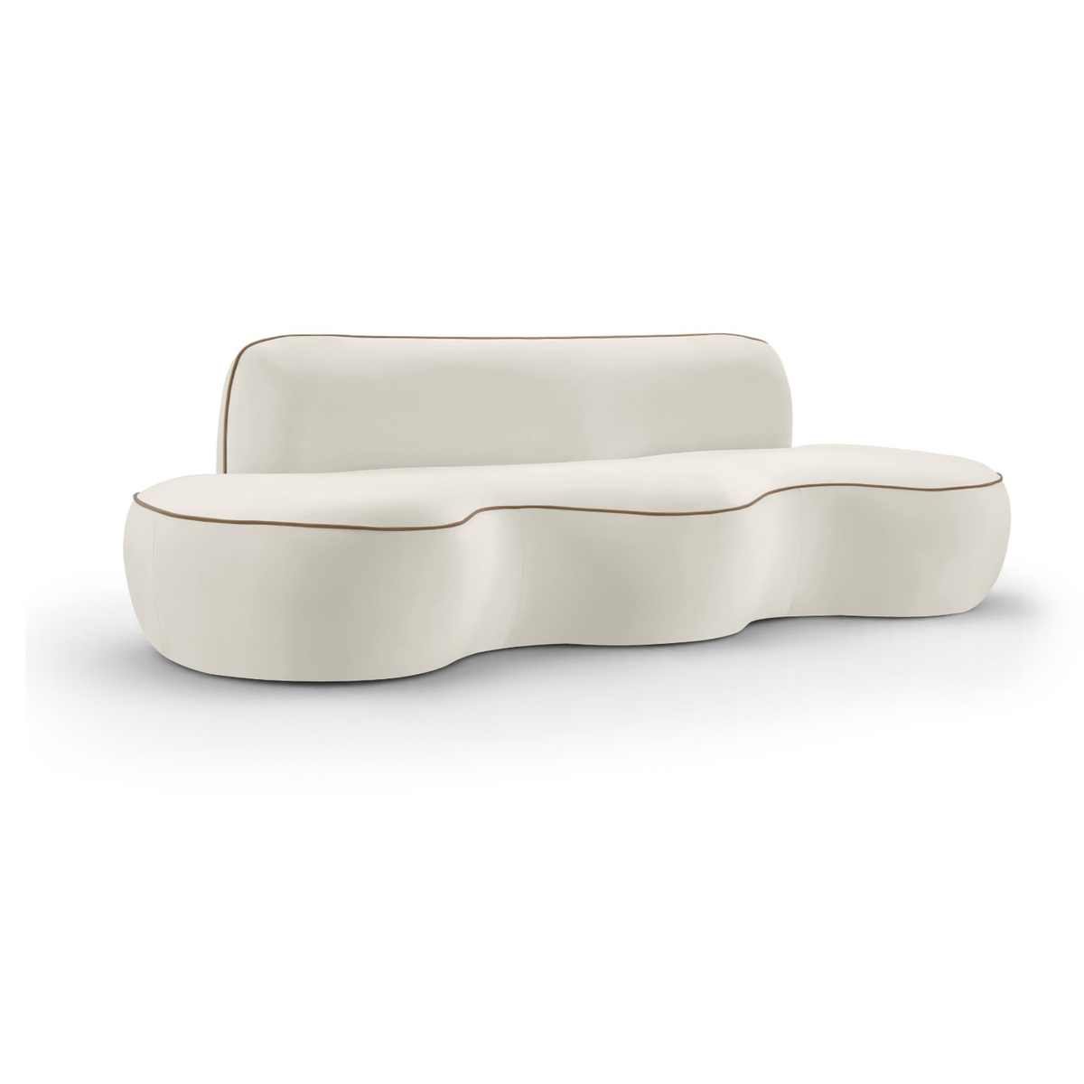 Swerve 10 0in Cream Velvet Upholstered Sofa