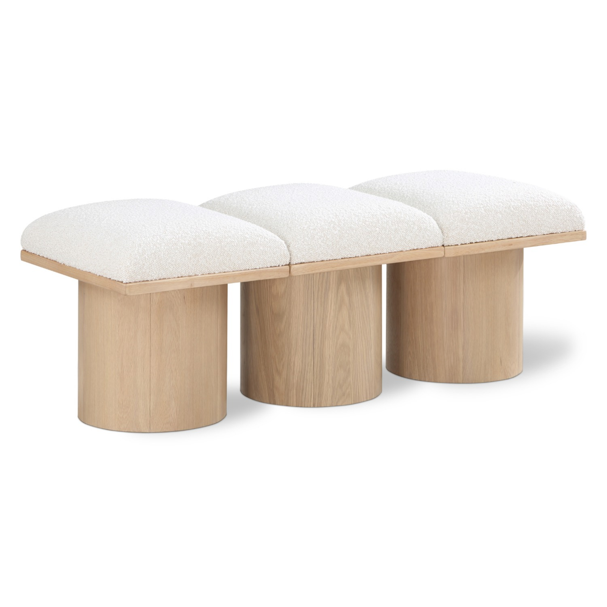 Pavilion Cream Boucle Fabric Upholstered 3 Piece Modular Bench