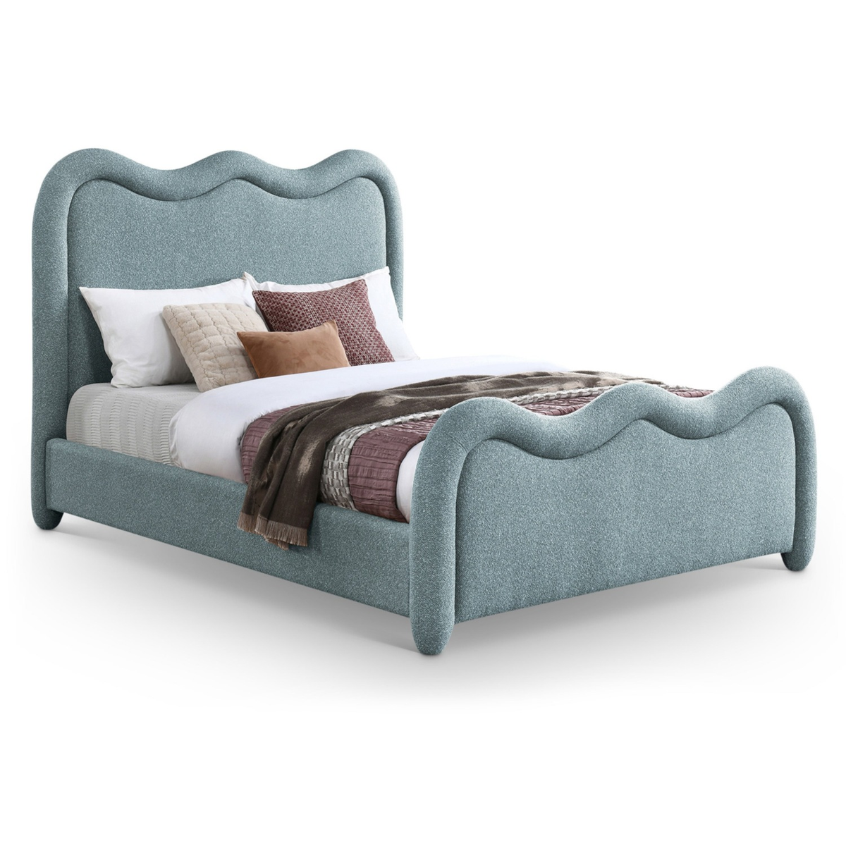 Gavin Blue Chenille Fabric Upholstered Bed