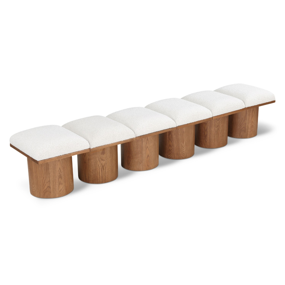 Pavilion Cream Boucle Fabric Upholstered 6 Piece Modular Bench