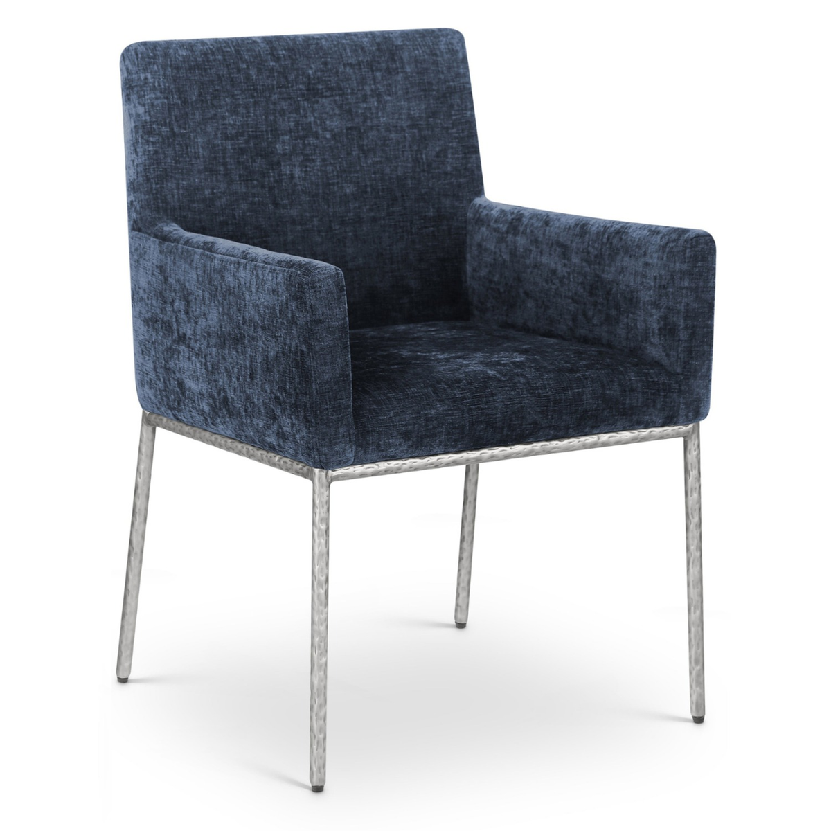 Reeves Navy Chenille Fabric Upholstered Dining Arm Chair Set of 2