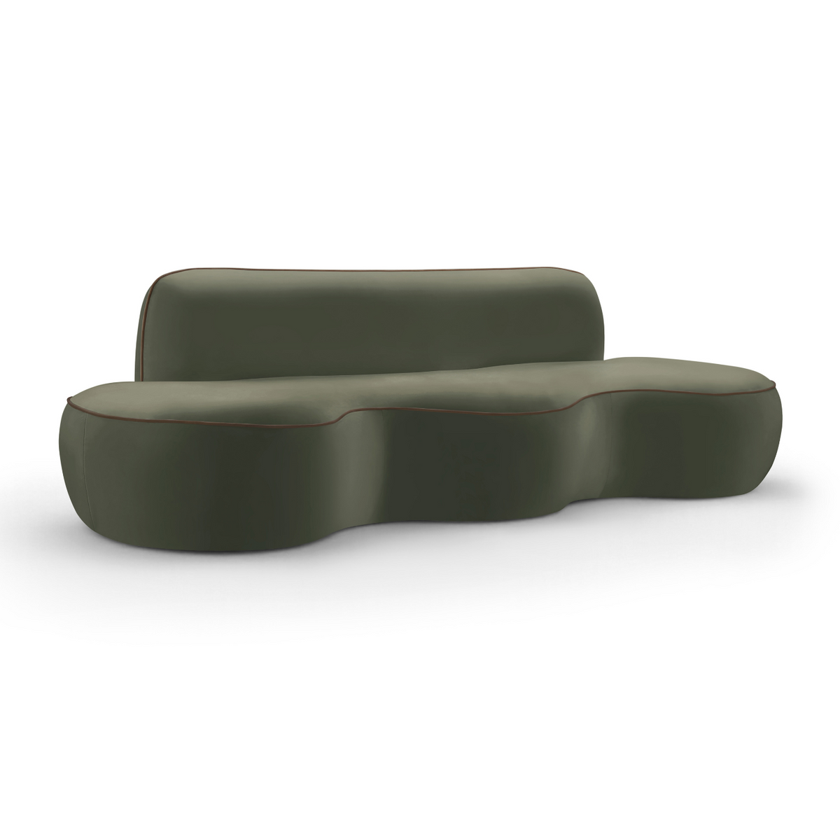 Swerve 10 0in Green Velvet Upholstered Sofa