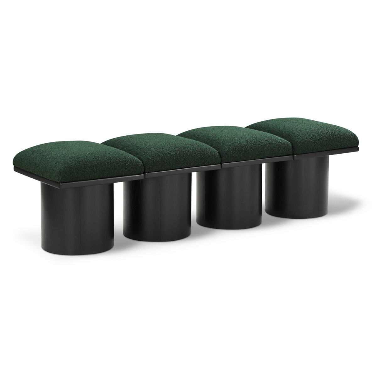 Pavilion Green Boucle Fabric Upholstered 4 Piece Modular Bench
