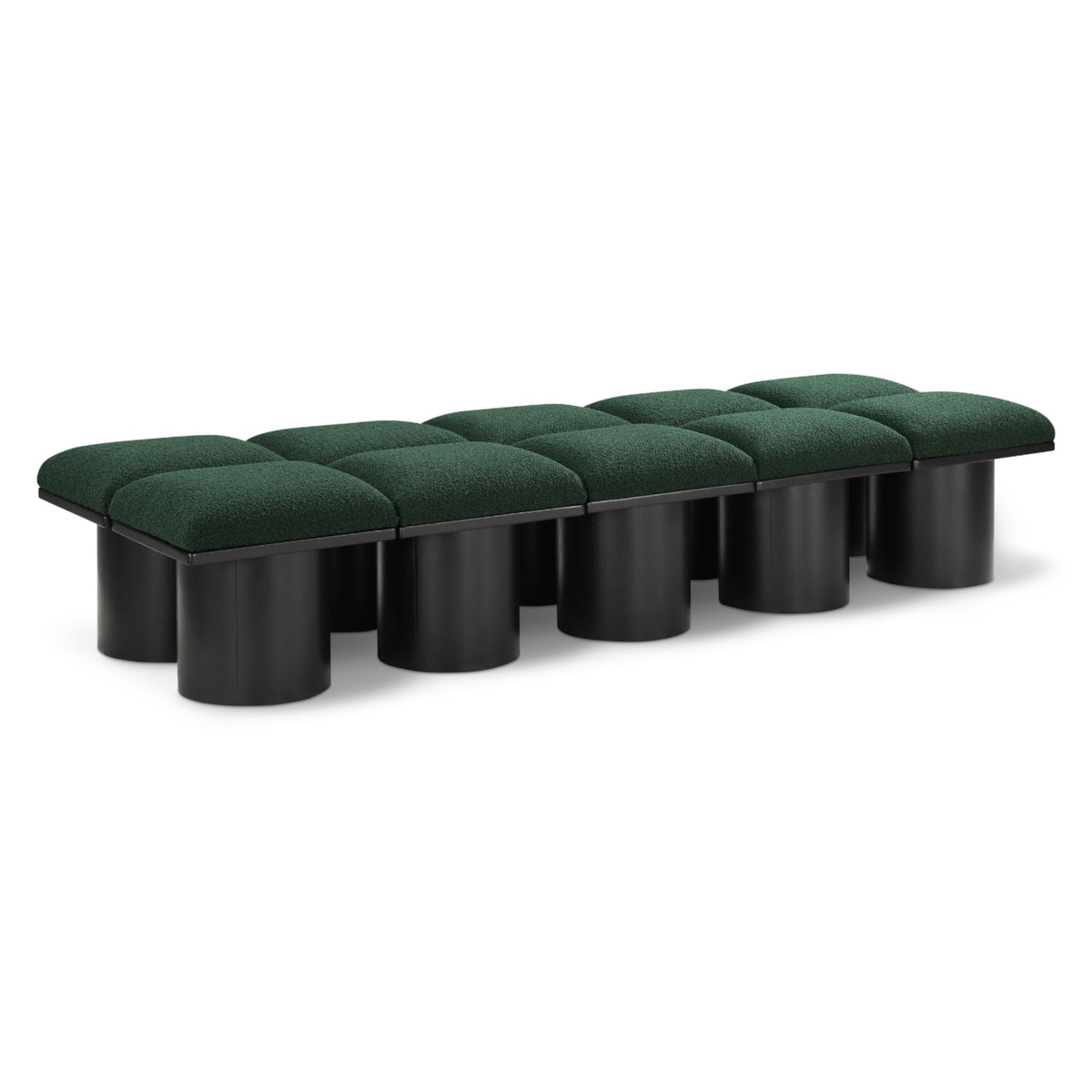 Pavilion Green Boucle Fabric Upholstered 10 Piece Modular Bench