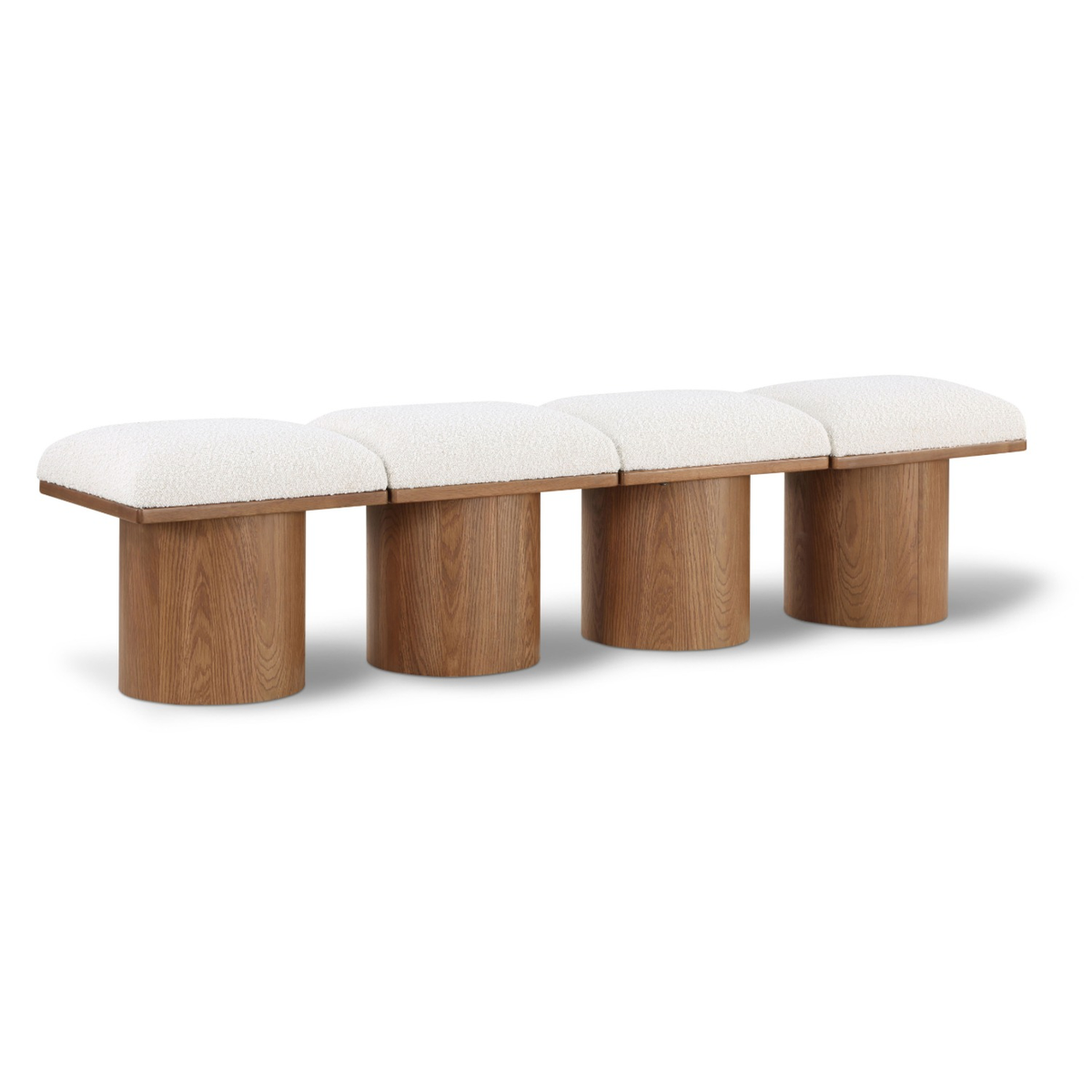 Pavilion Cream Boucle Fabric Upholstered 4 Piece Modular Bench