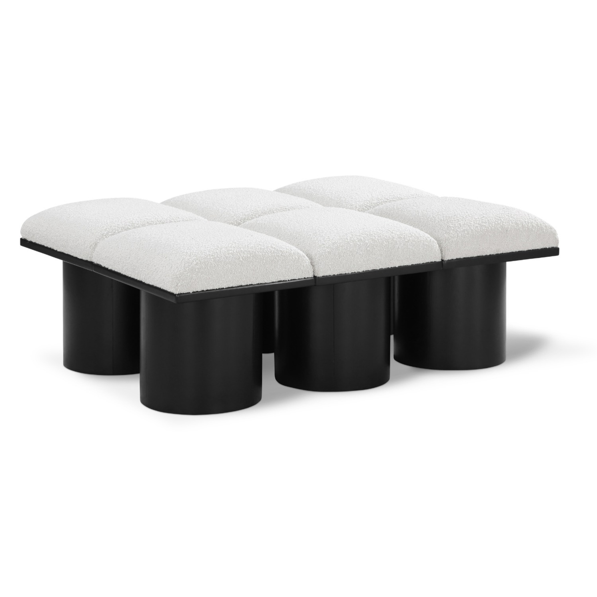 Pavilion Cream Boucle Fabric Upholstered 6 Piece Modular Bench