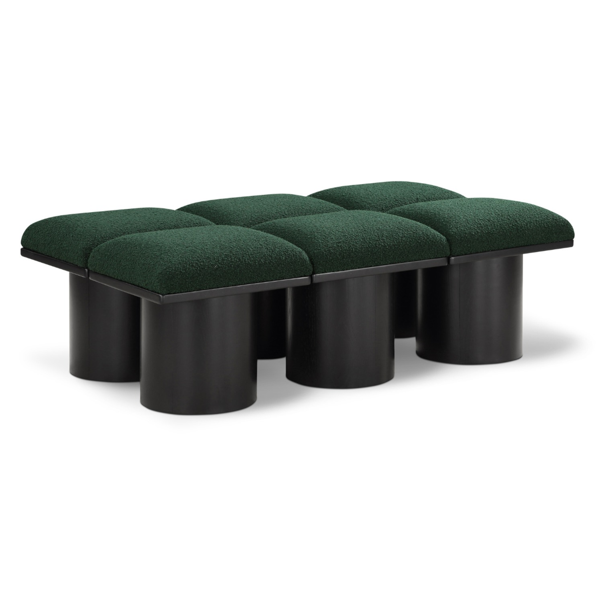 Pavilion Green Boucle Fabric Upholstered 6 Piece Modular Bench