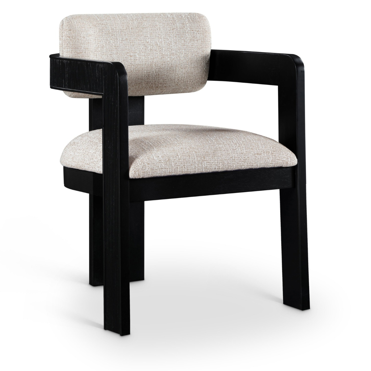 Sacha Beige Linen Textured Fabric Upholstered Dining Chair, Set of 2, primary product view