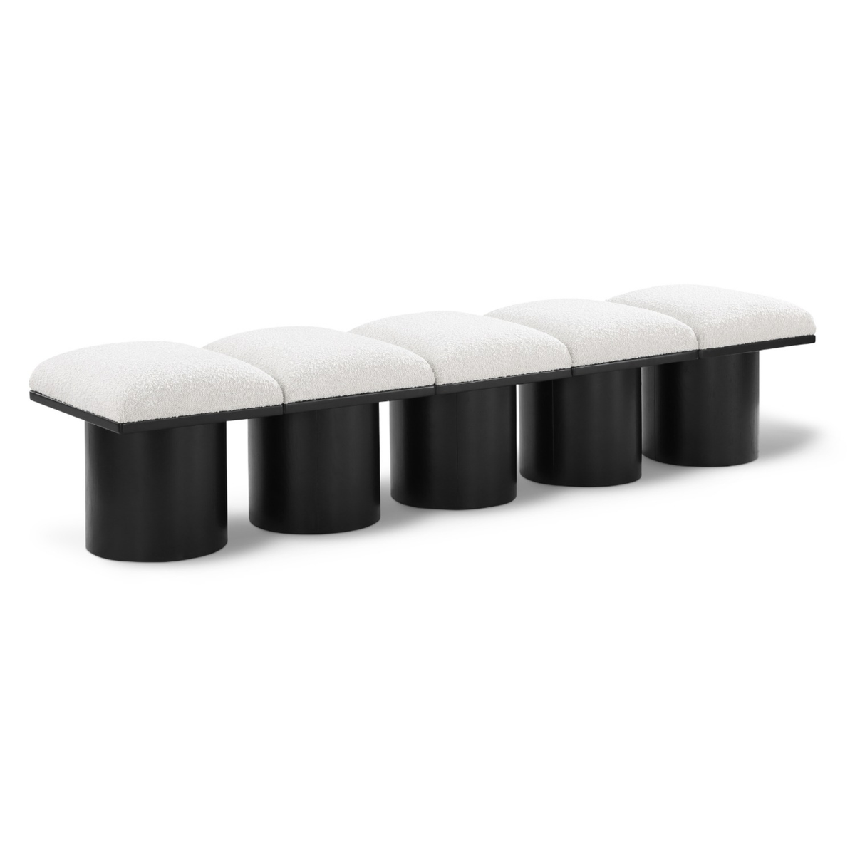 Pavilion Cream Boucle Fabric Upholstered 5 Piece Modular Bench